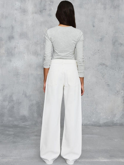 High-Waist Wide-Leg Straight Jeans