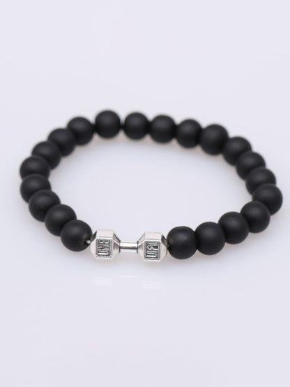SALTY Pack of 2 Men Strength Beaded Stone Band - Silver