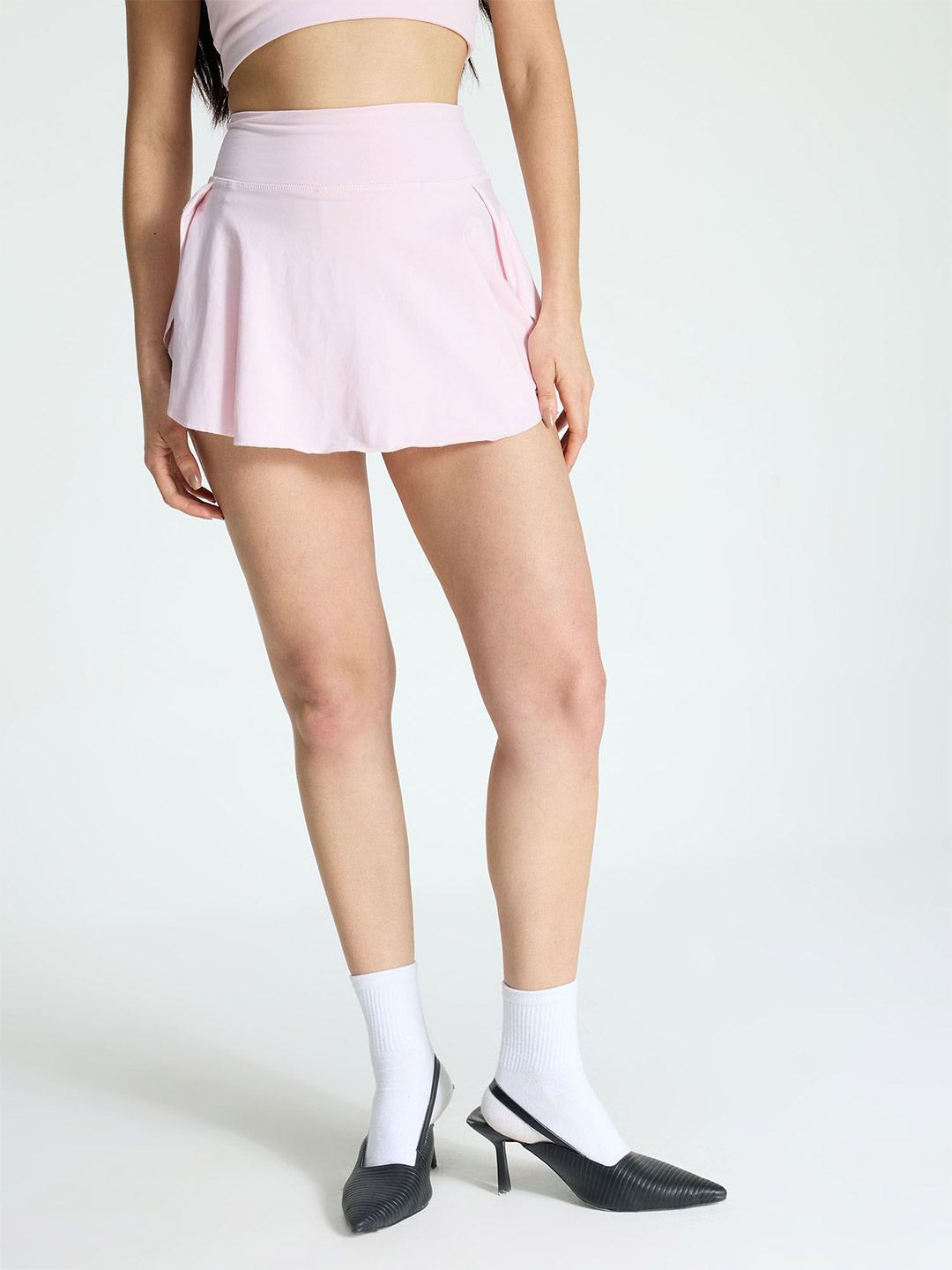 Women Pink Cotton Twirl Skort