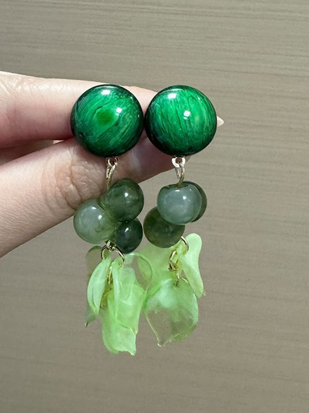 Artificiial Beaded Leaf Shaped Drop Earrings