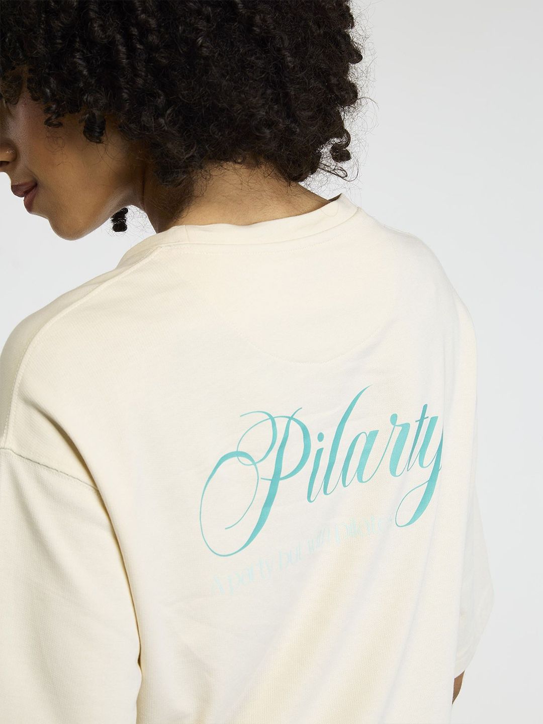 Women Cream Pilates Core Cropped Cotton Boxy Tee