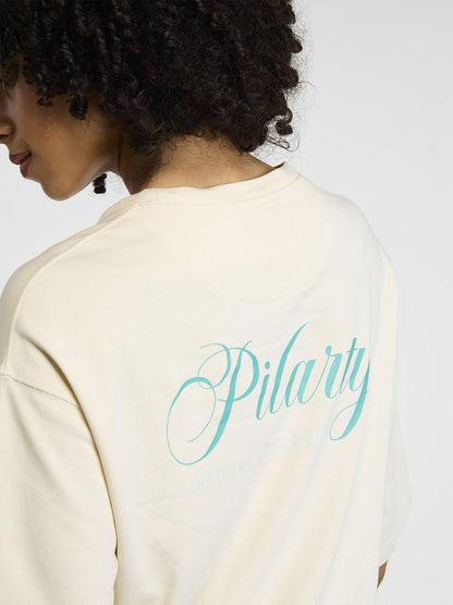Women Cream Pilates Core Cropped Cotton Boxy Tee