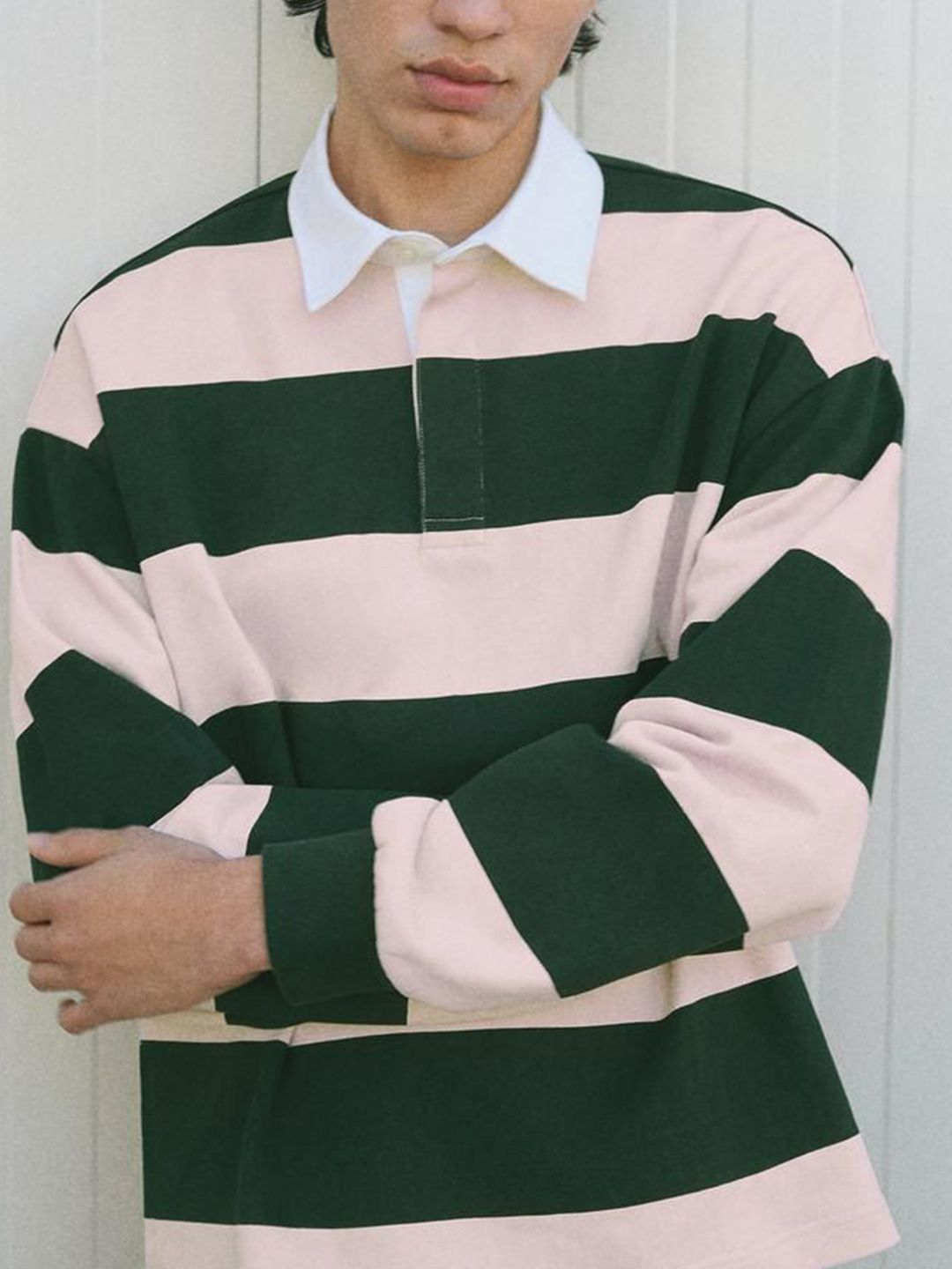 Striped plush polo shirt