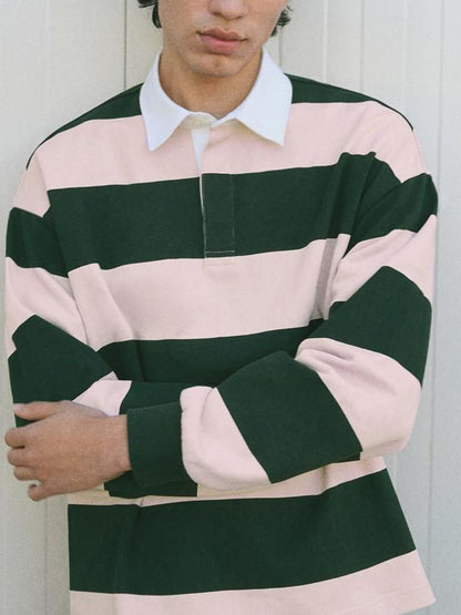Striped plush polo shirt
