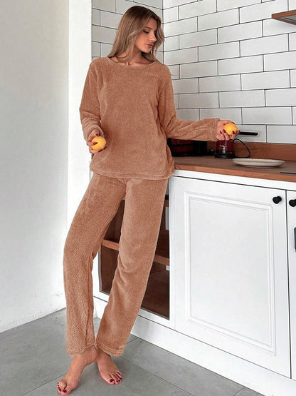 Round Neck Long Sleeves Night Suit