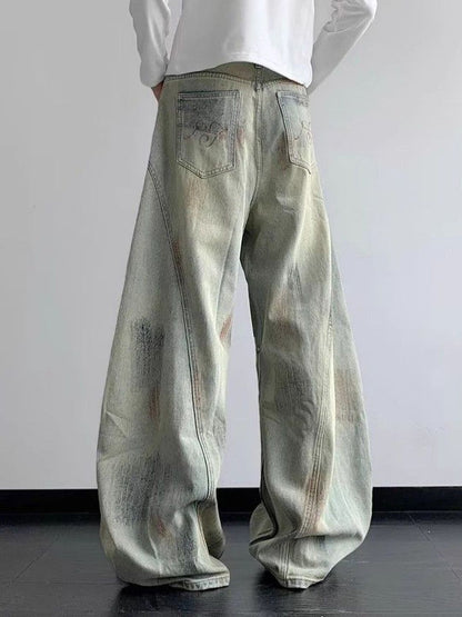 Men Wide Leg Mid-Rise Medium Fade Jeans