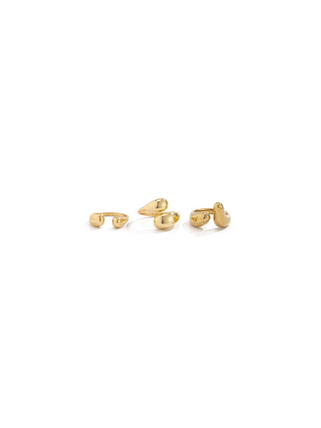 Set Of 3 Men Alloy Gold-Plated Finger Ring