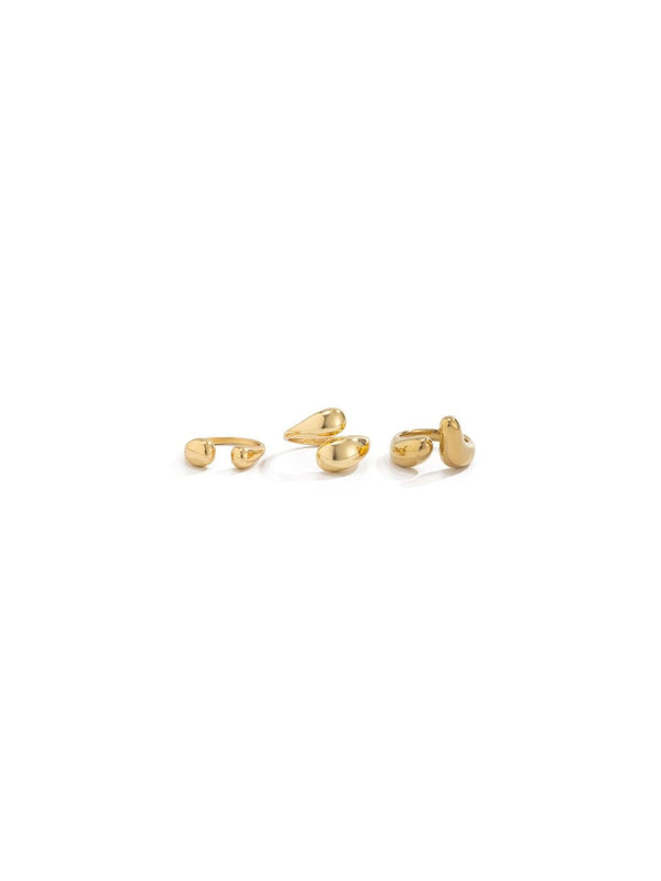 Set Of 3 Men Alloy Gold-Plated Finger Ring