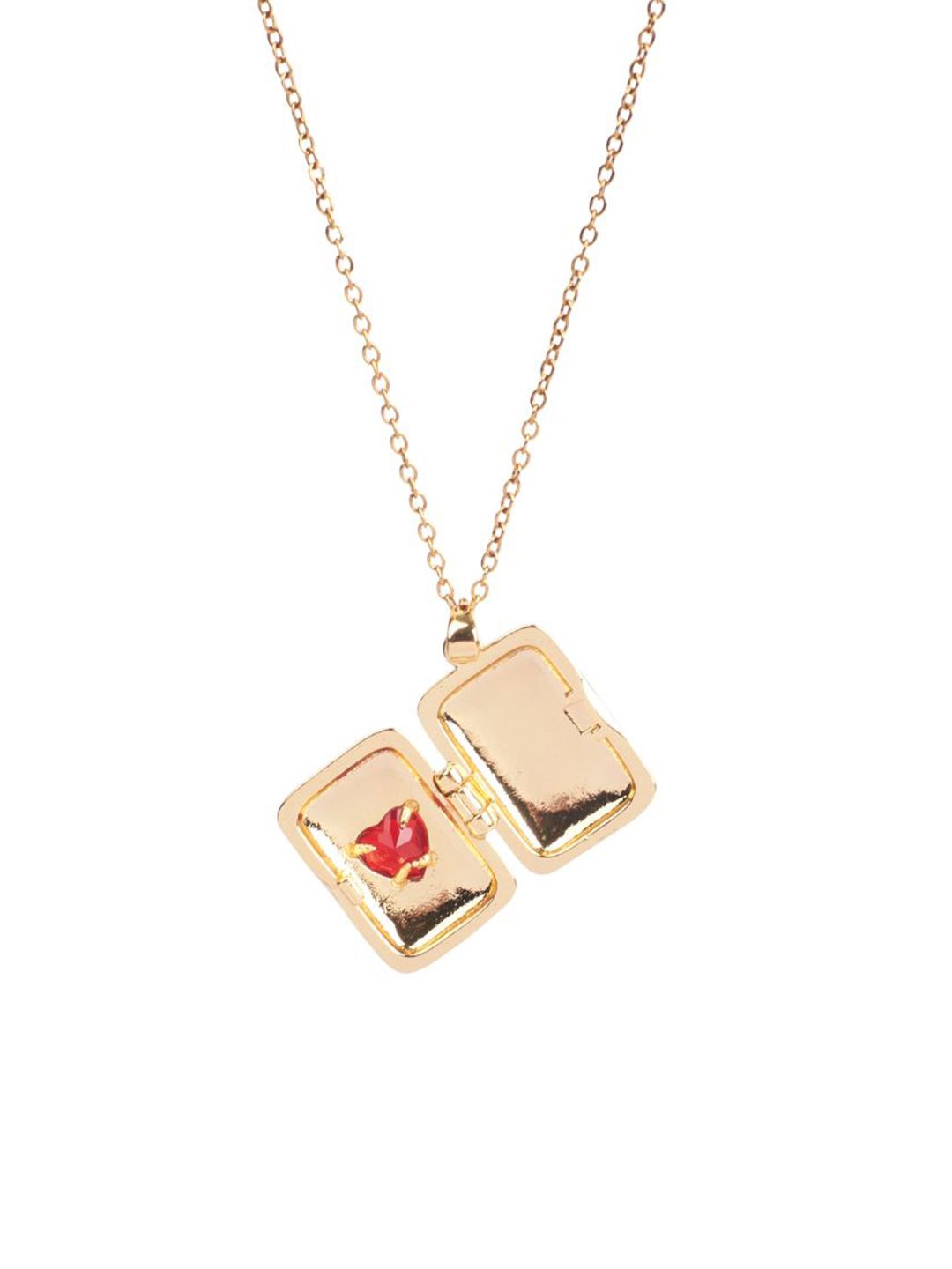 SALTY Sunburst Red Heart Pendant With Neck Chain For Women & Girls
