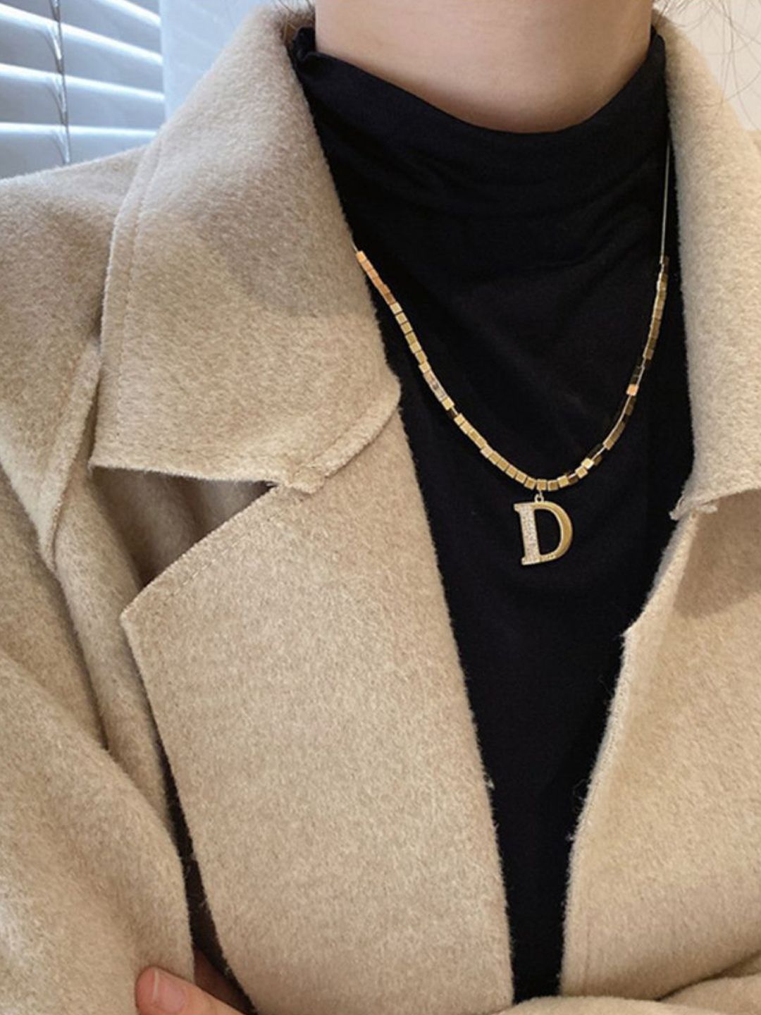 SALTY Stainless Steel D Bold Necklace