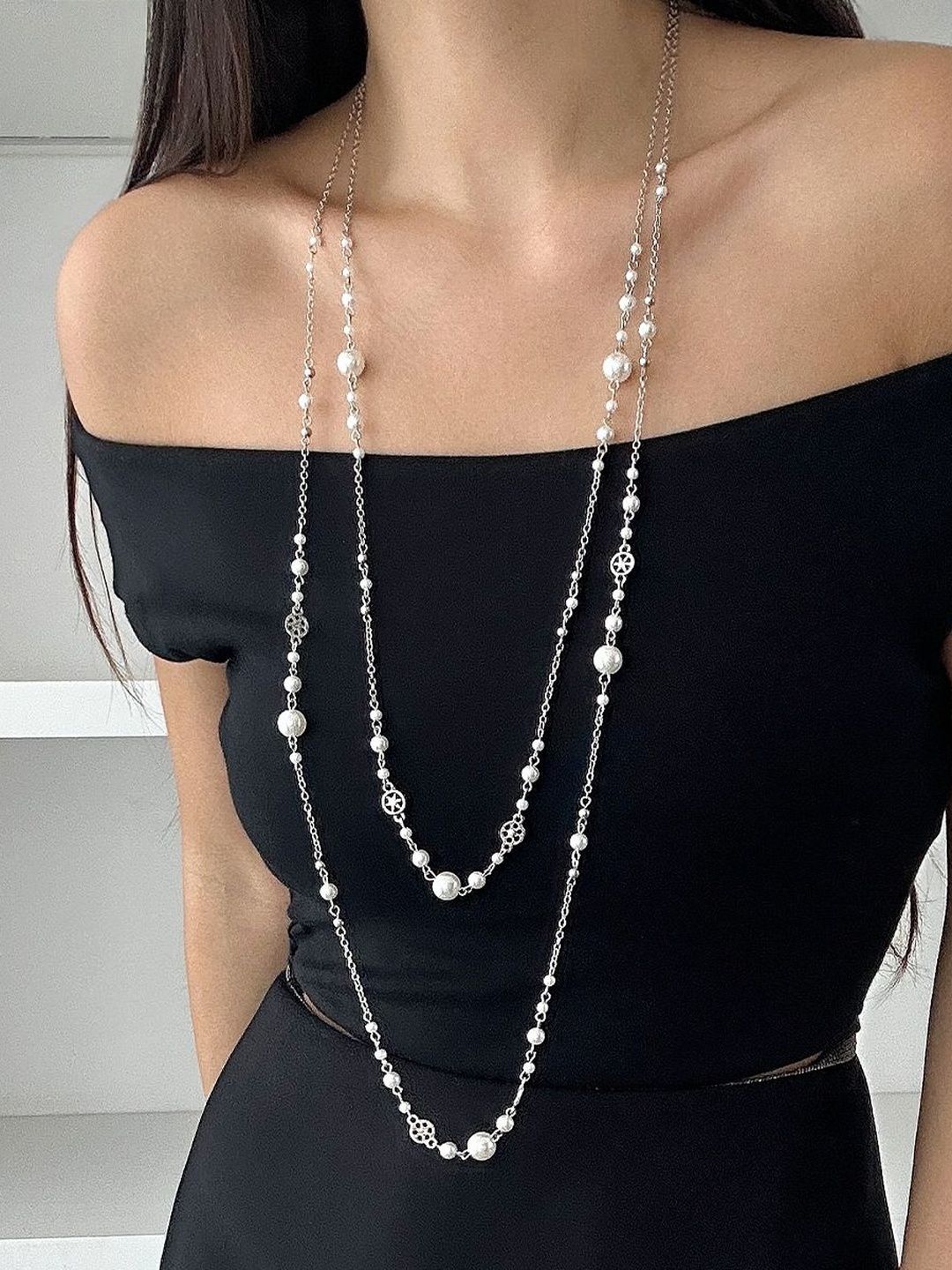 Silver-Plated Enamelled Necklace