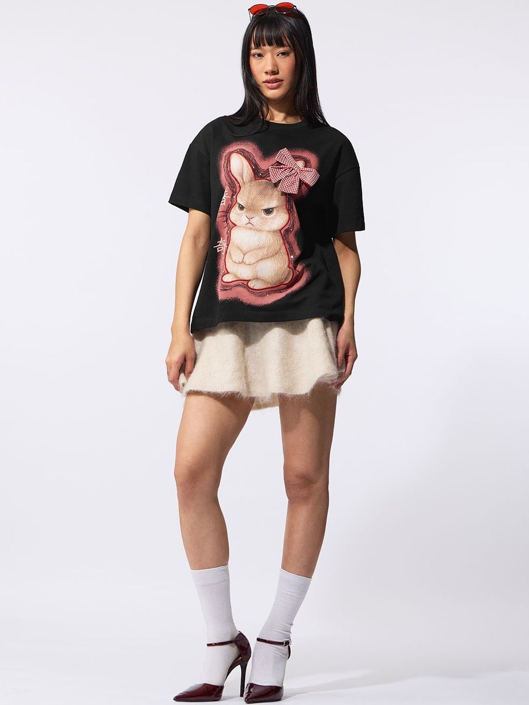 Women Printed Drop-Shoulder Sleeves T-shirt