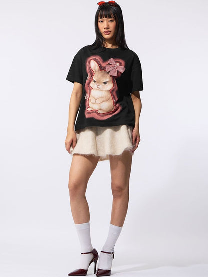 Women Printed Drop-Shoulder Sleeves T-shirt