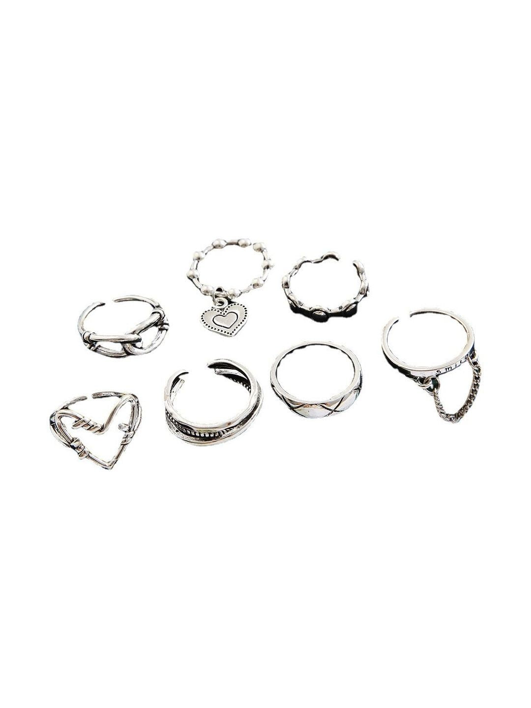 Set of 7 Silver-Plated Finger Rings