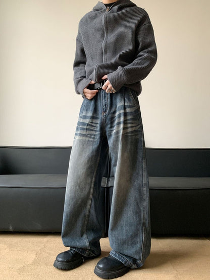 Men Wide Leg Mid-Rise Jeans