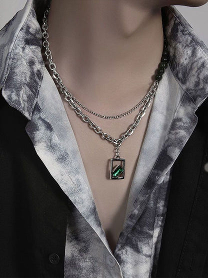 Stainless Steel Silver-Plated Artificial Stones Studded Chain