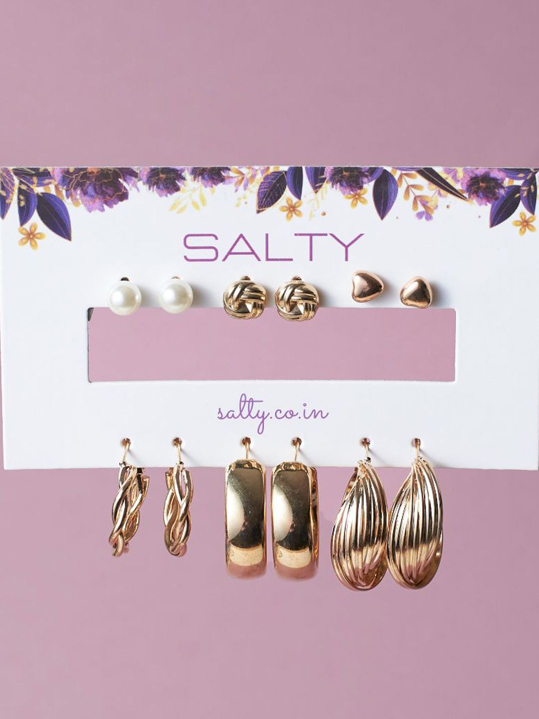 SALTY Set Of 6 Hoop Earrings With Enchantress Pendant Chain Jewellery Set