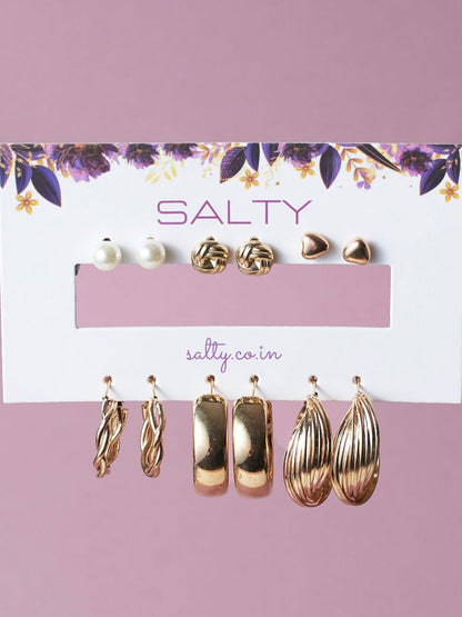 SALTY Set Of 6 Hoop Earrings With Enchantress Pendant Chain Jewellery Set