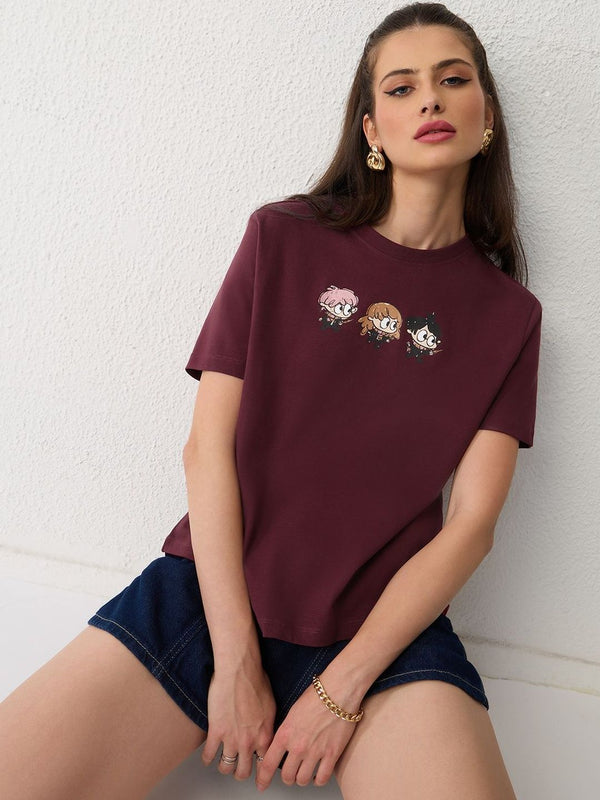 Women Printed Drop-Shoulder Sleeves T-shirt