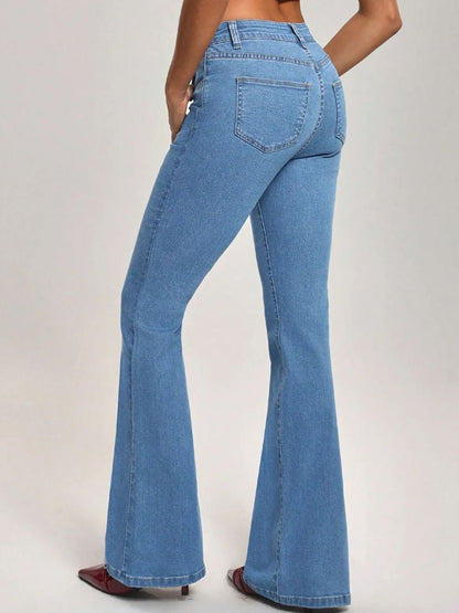 Women Flared Light Fade High-Rise Jeans