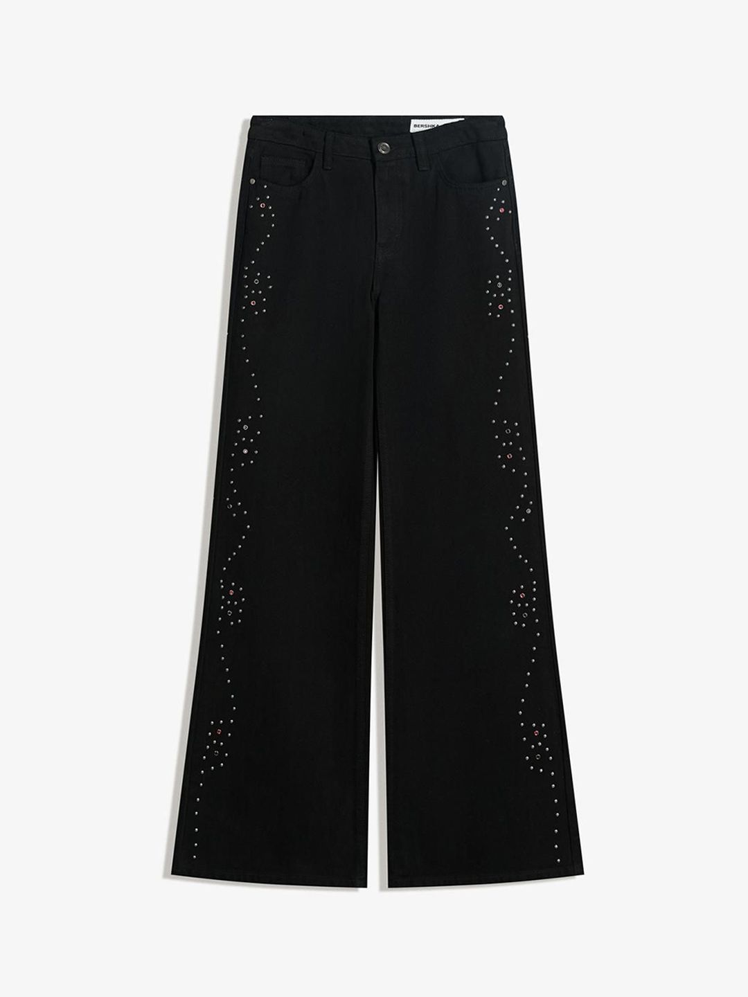 Women Wide Leg Embellished Low-Rise Jeans
