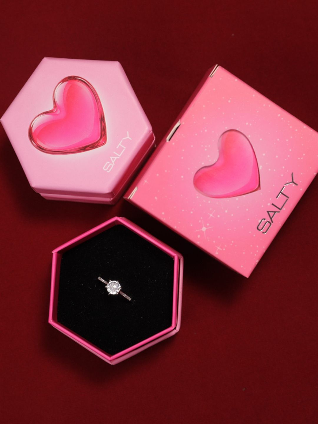 SALTY Round Solitaire Studded Ring For Women & Girls