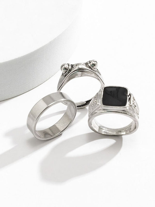 Set Of 3 Silver-Plated Finger Ring