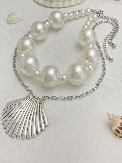 Silver-Plated Pearls Beaded Minimal Necklace