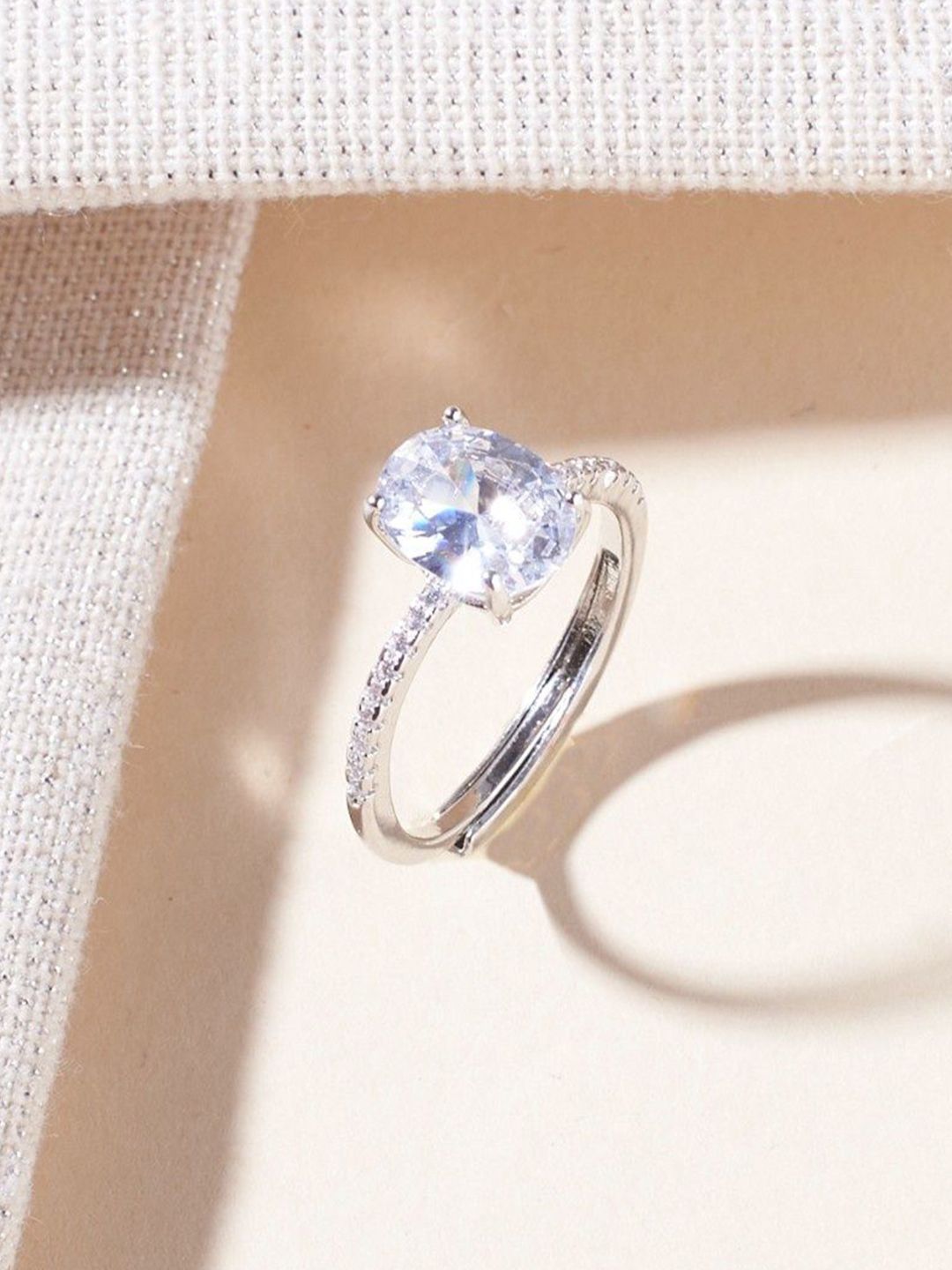 SALTY Cora Solitaire Silver-Plated Finger Ring