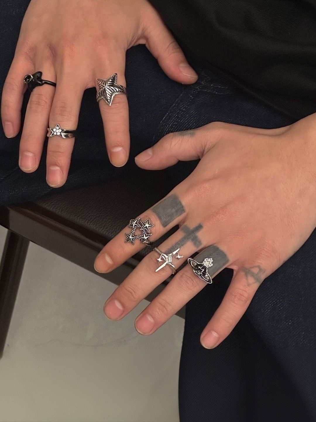 Men Set Of 6 Silver-Plated Finger Rings