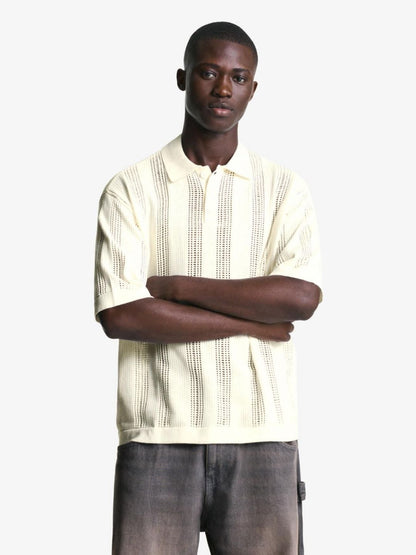 Textured openwork polo shirt