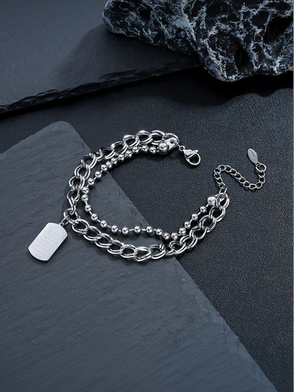 Men Handcrafted Silver-Plated Link Bracelet