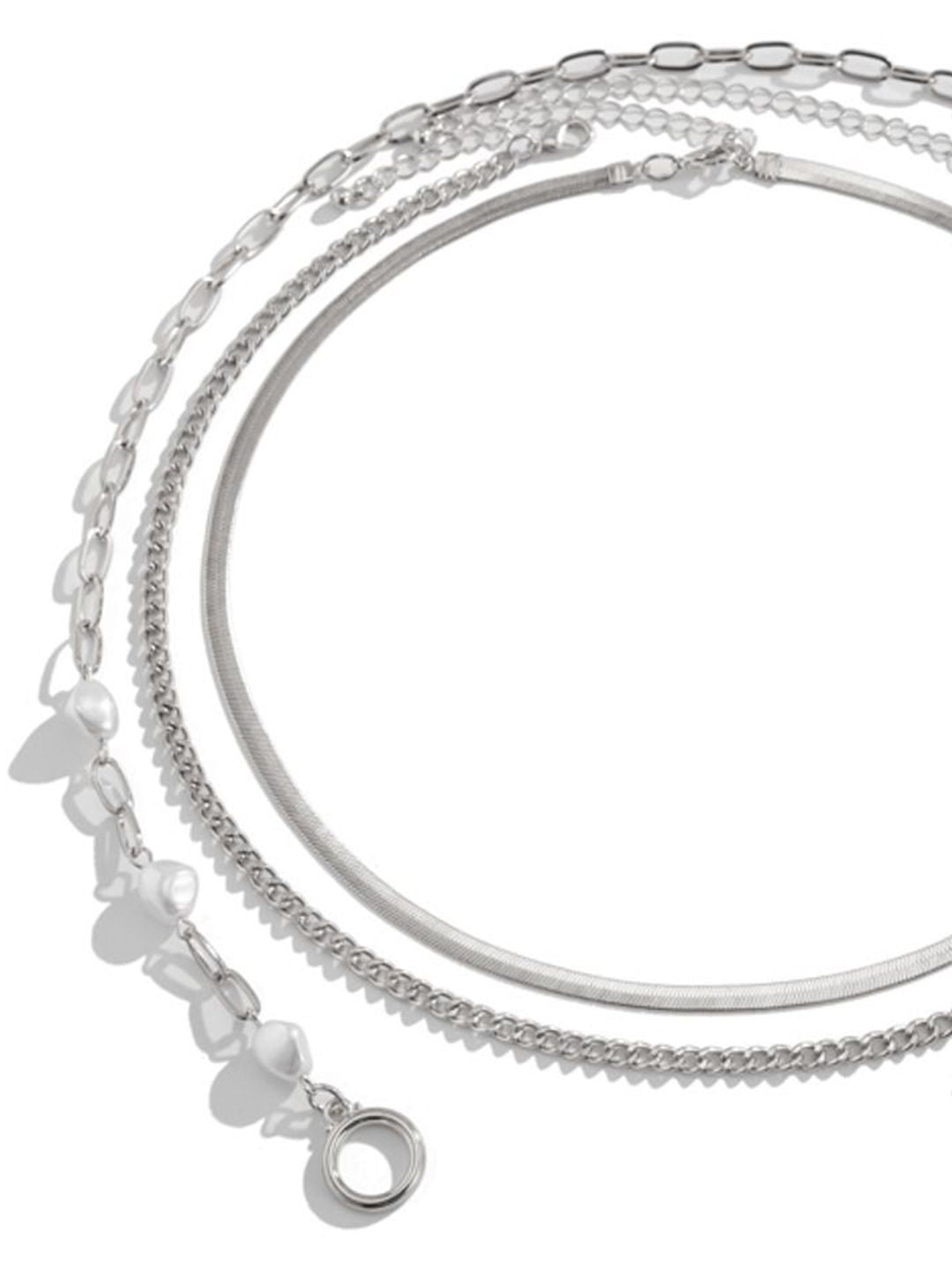 Silver-Plated Artificial Stones Beaded Necklace