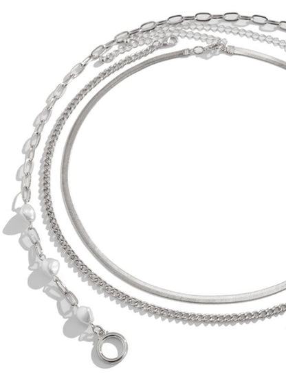 Silver-Plated Artificial Stones Beaded Necklace