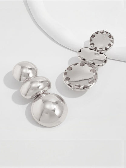 Oval Silver-Plated Drop Earrings