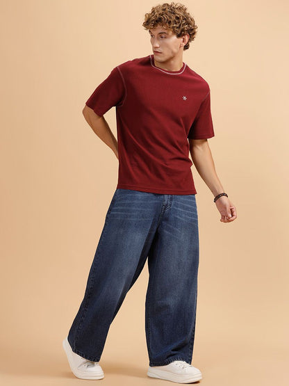 Men Cotton Comfort Mid-Rise Low Distress Light Fade Jeans