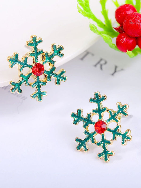 Gold-Plated Stone Studded Contemporary Studs