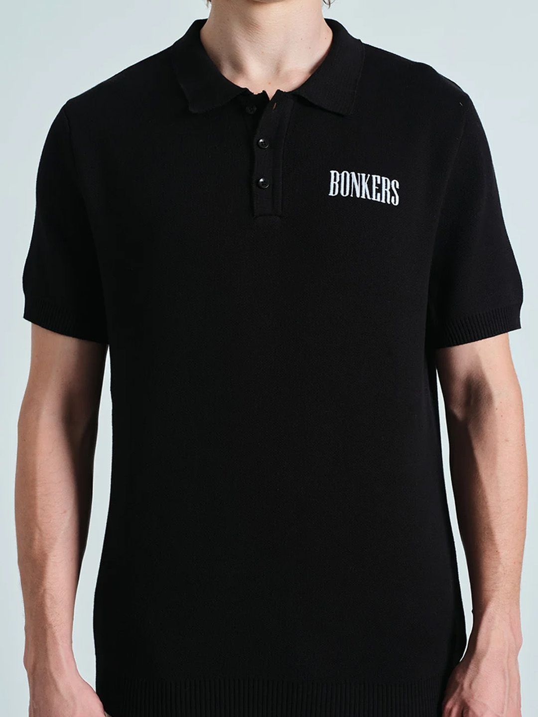 Men Varsity Polo Collar Extended Sleeves T-shirt