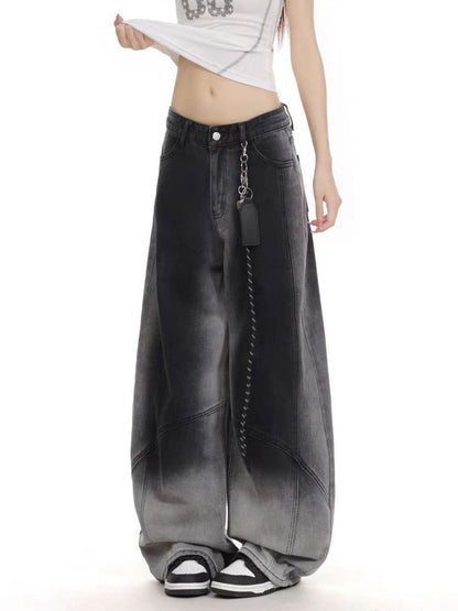 Women Wide Leg Mid-Rise Heavy Fade Jeans