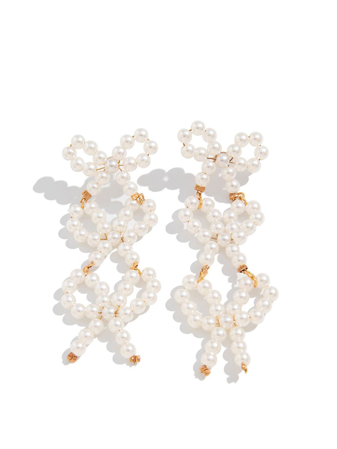 Gold-Plated Artificial Beads Beaded Quirky Drop Earrings
