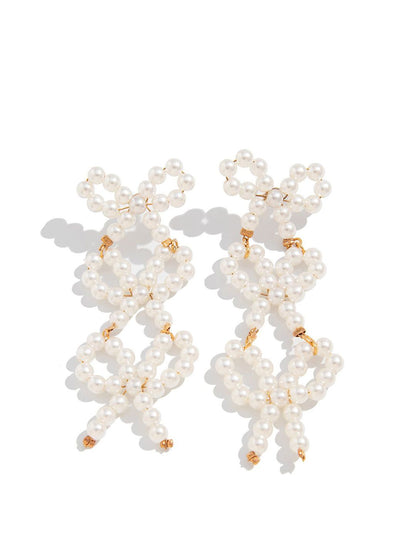 Gold-Plated Artificial Beads Beaded Quirky Drop Earrings