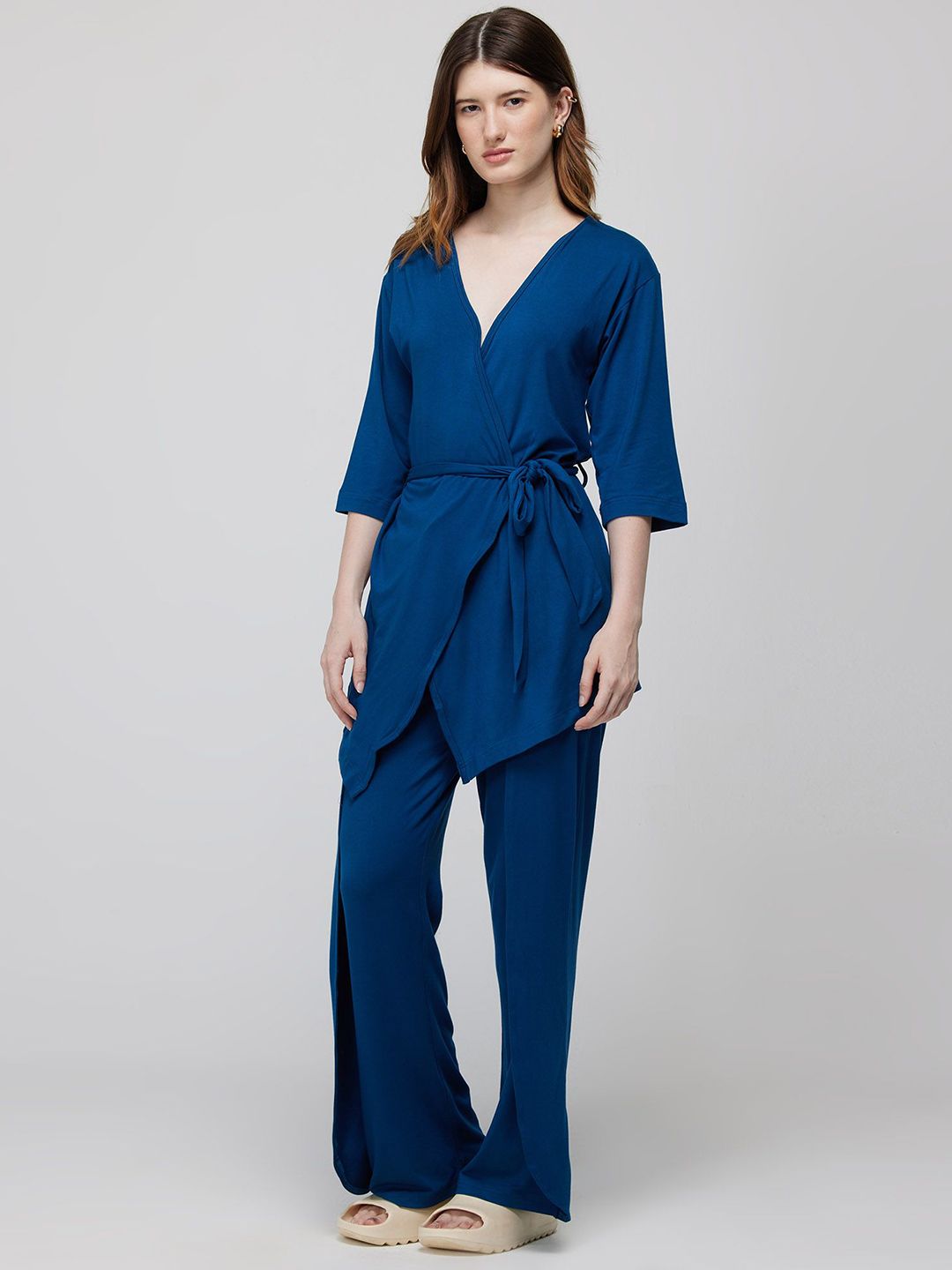 Blue Ease Wrap Top