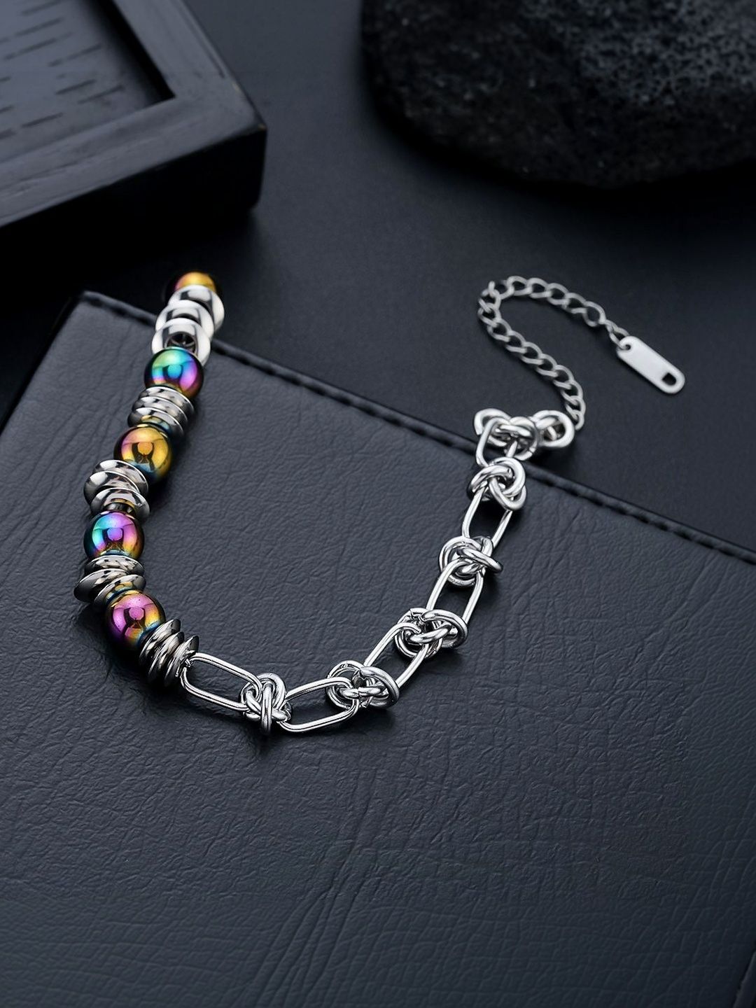 Men Handcrafted Silver-Plated Multistrand Bracelet