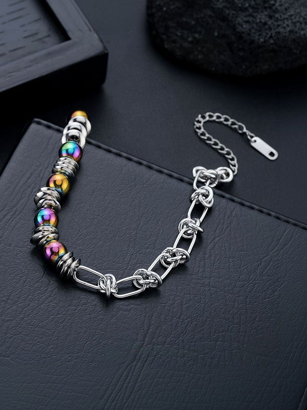 Men Handcrafted Silver-Plated Multistrand Bracelet