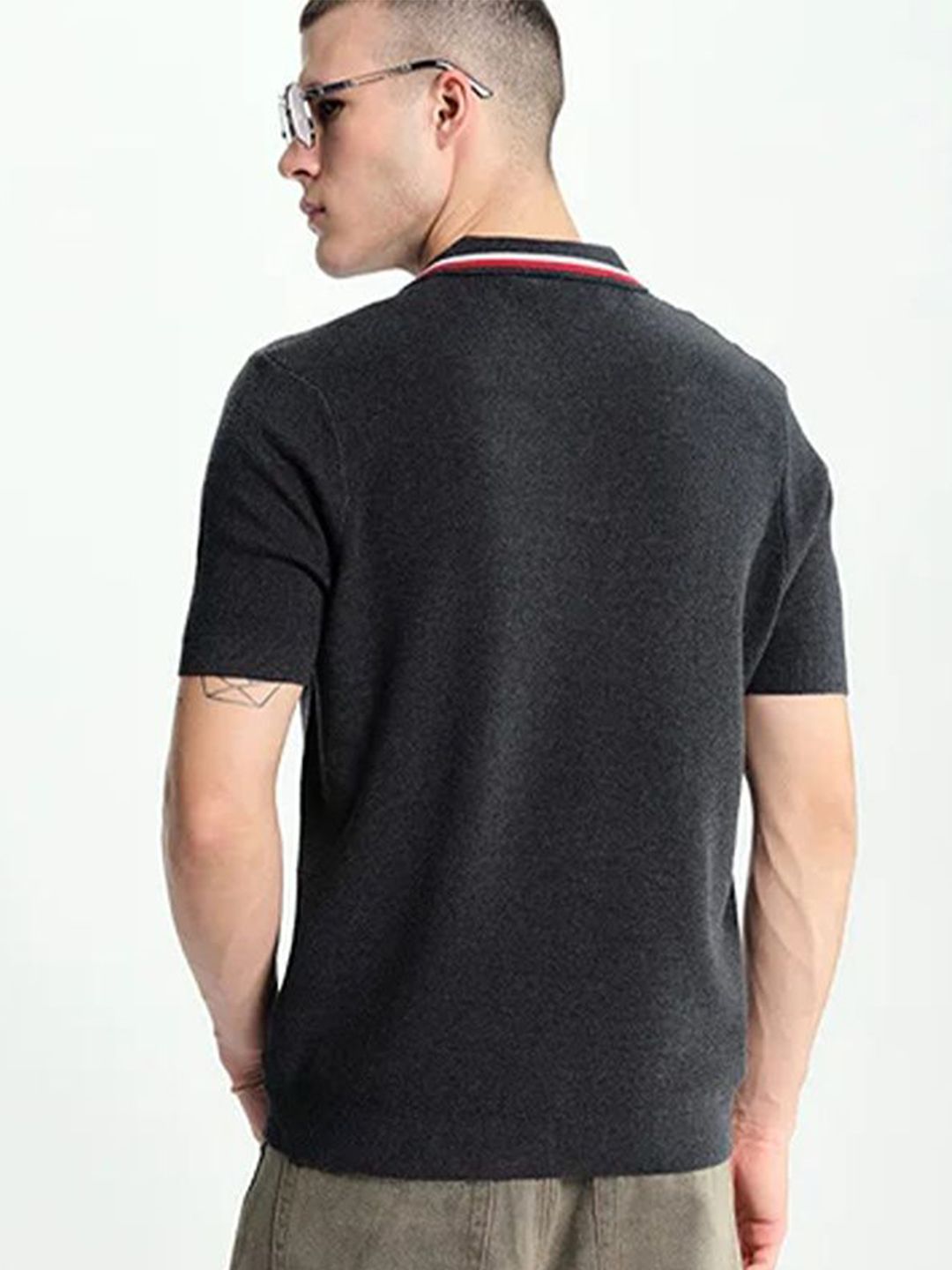 Men Printed Polo Collar Pockets T-shirt