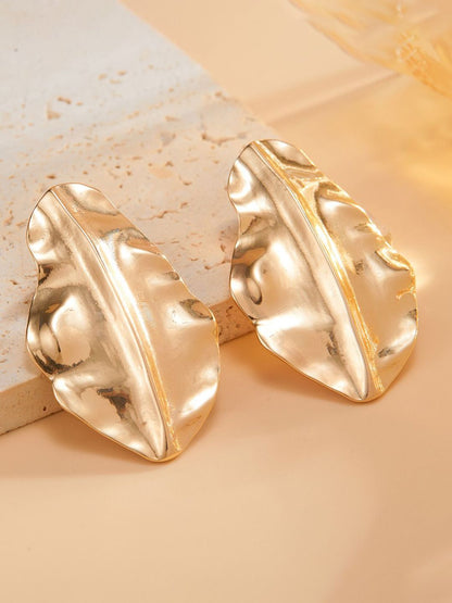 Gold-Plated Leaf Shaped Studs