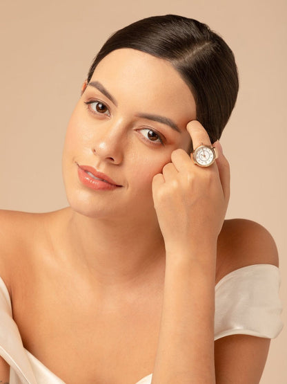 SALTY Stones Studded Rocky & Girl Boss Pendant Chain & Watch Ring Jewellery Set