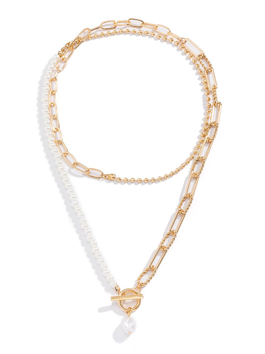Gold-Plated Beaded Layered Chain
