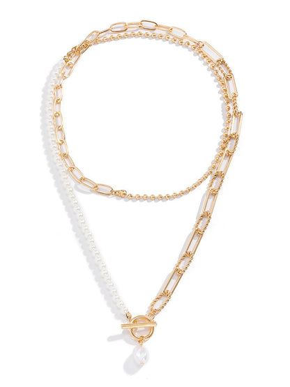 Gold-Plated Beaded Layered Chain