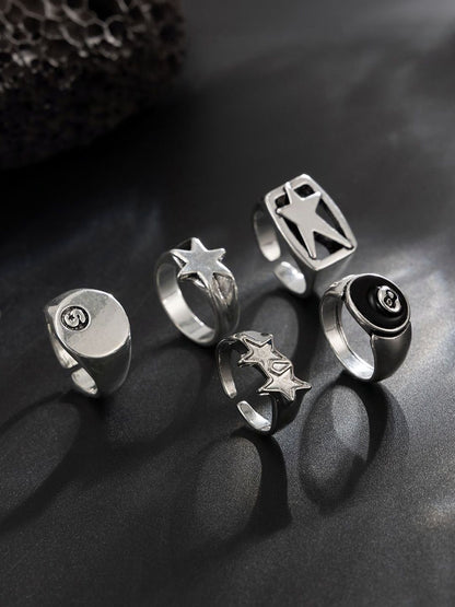 Set of 5 Silver-Plated Finger Ring